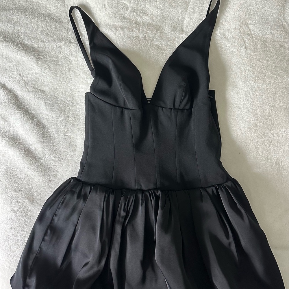 Oh Polly Black Pleated Fit and Flare Dress
